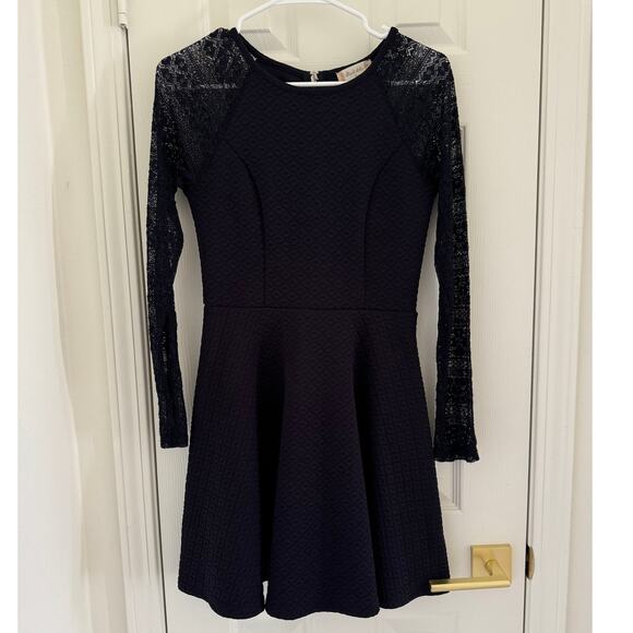 Altar'd State Navy Blue Lace Long Sleeve Fit & Flare Mini Dress Women's Small - Picture 3 of 14